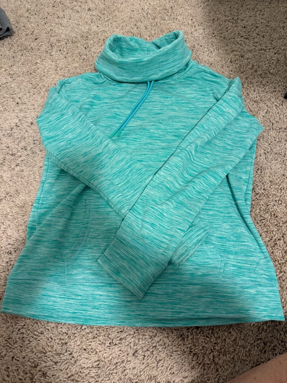 Heathered Aqua Funnel Neck Pullover Sweater